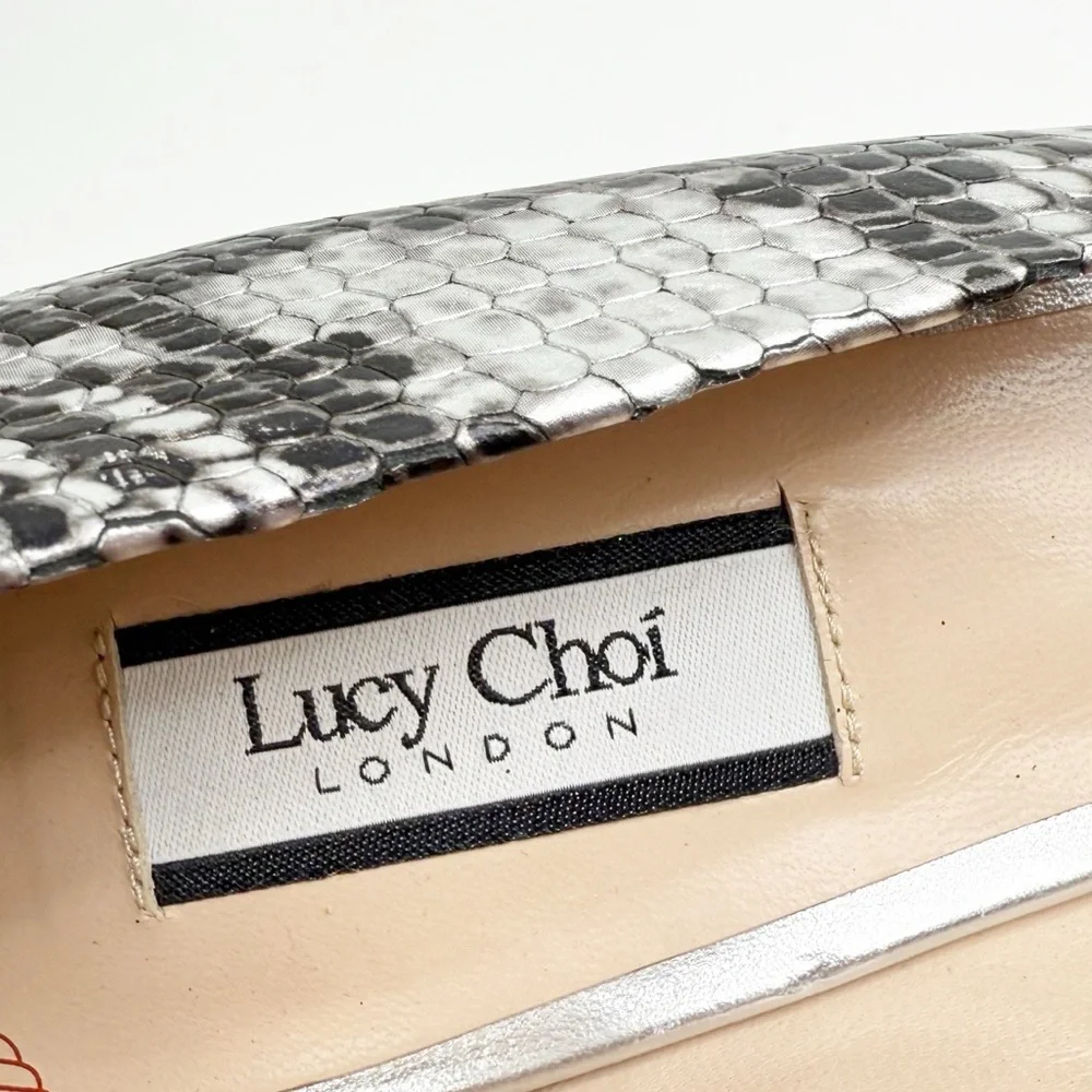 Lucy Choi London Brand New Snakeskin Peep Toe Wedge Heels, Size 40.5 (10.5)